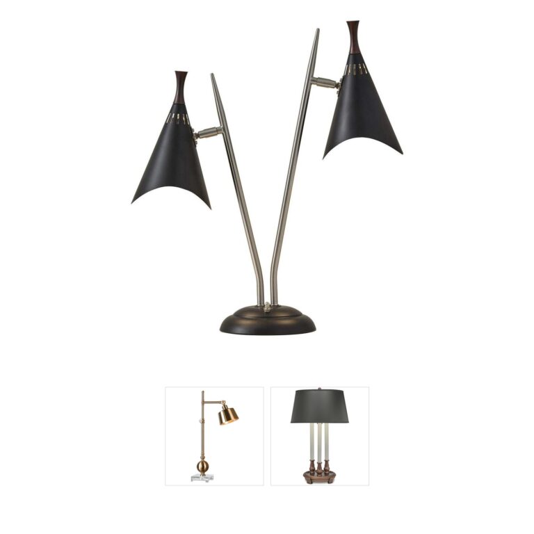 Adesso Draper Black Mid-Century 2-Light Desk Lamp