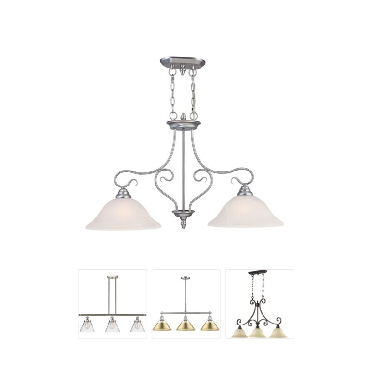 Livex Lighting Coronado 2-Light Brushed Nickel Island Light with White Alabaster Glass