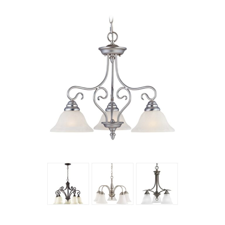 Livex Lighting Coronado Collection Brushed Nickel Chandelier with White Alabaster Glass