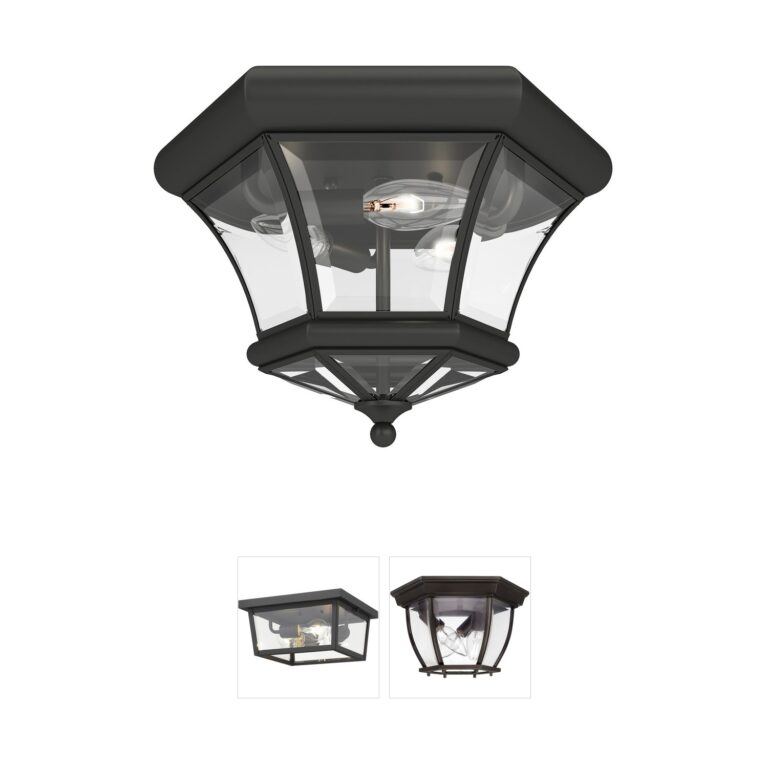 Livex Lighting Monterey/Georgetown Solid Brass Outdoor Ceiling Light in Black
