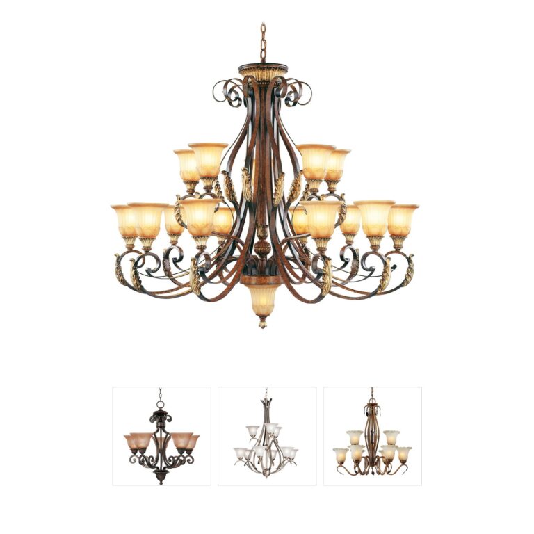 Livex Lighting Villa Verona 16-Light Chandelier with Rustic Art Glass