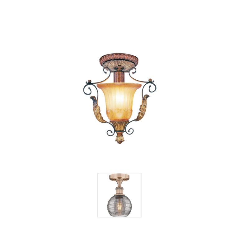 Livex Lighting Villa Verona Verona Bronze Semi-Flush with Rustic Art Glass