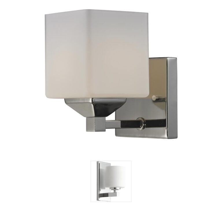 Z-Lite Quube Chrome Wall Sconce with Opal Glass