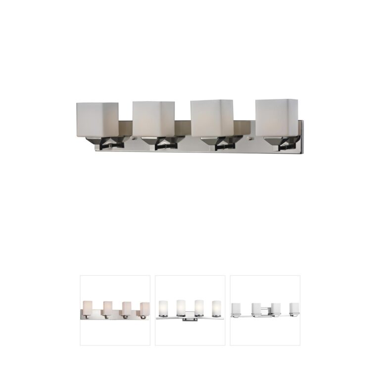 Z-Lite Quube 4-Light Chrome Vanity with Matte Opal Glass