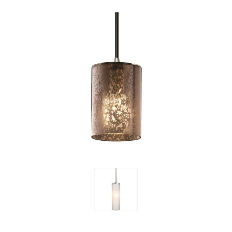 Justice Design Fusion Brushed Nickel Artisan Glass Mini Pendant