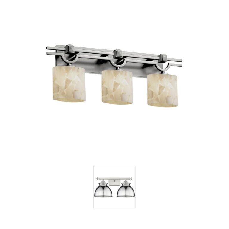 Justice Design Alabaster Rocks 3-Light Nickel Bath Bar with Oval Resin Shades