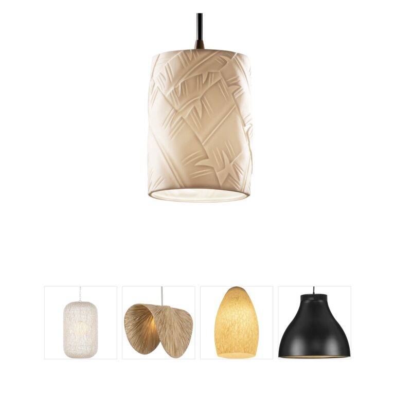 Justice Design Limoges Translucent Porcelain Pendant in Dark Bronze
