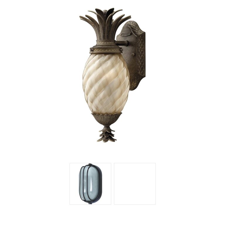 Hinkley Plantation Pearl Bronze Outdoor Wall Light with Etched Amber Glass