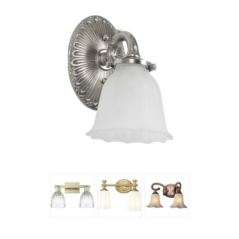 JVI Designs Traditional Brass Pewter Glass Bath Sconce