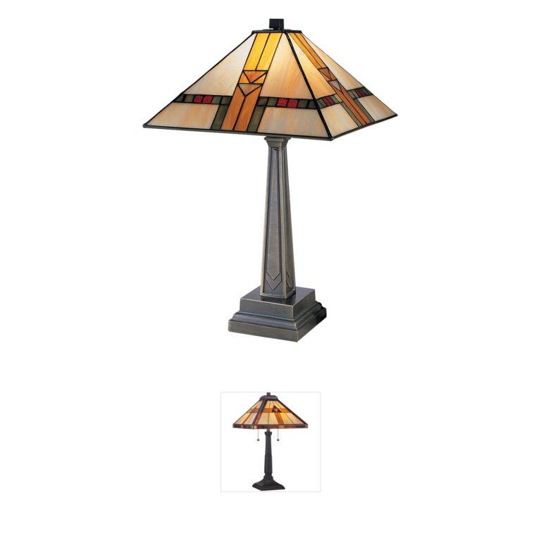Dale Tiffany Evelyn Antique Brass Table Lamp with Hand-Rolled Shade