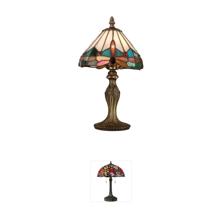 Dale Tiffany Evelyn Antique Brass Table Lamp with Tiffany Shade