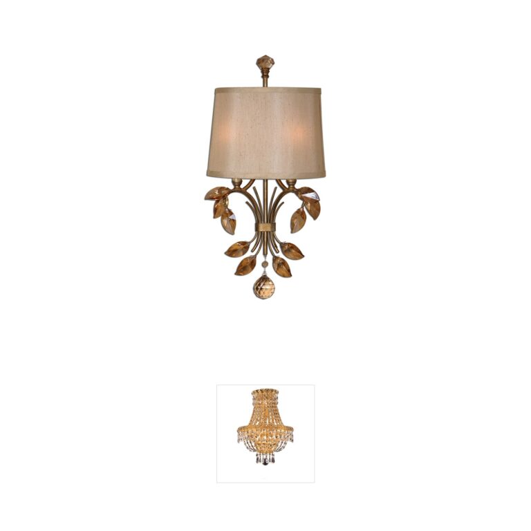 Uttermost Alenya Burnished Gold Wall Sconce with Crystal Leaves