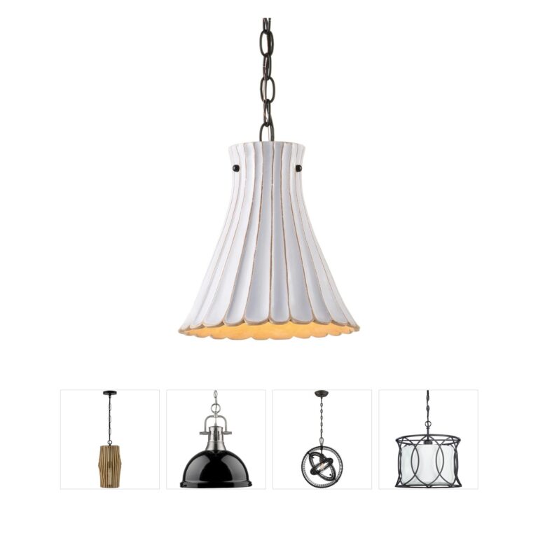 Currey & Company Jazz Terracotta Pendant in Satin Black and White Crackle