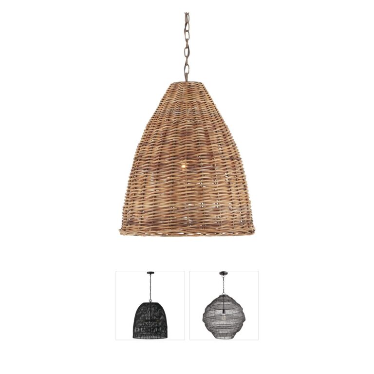 Currey & Company Basket 21-Inch Natural Arurog Pendant