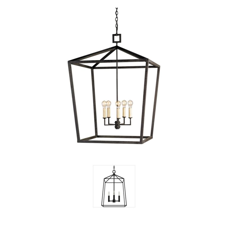 Currey & Company Denison Molé Black Wrought Iron Lantern Pendant