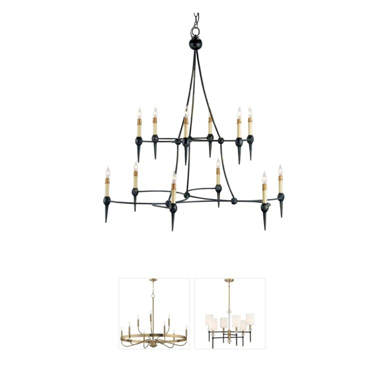 Currey & Company Danielli French Black Wrought Iron Chandelier