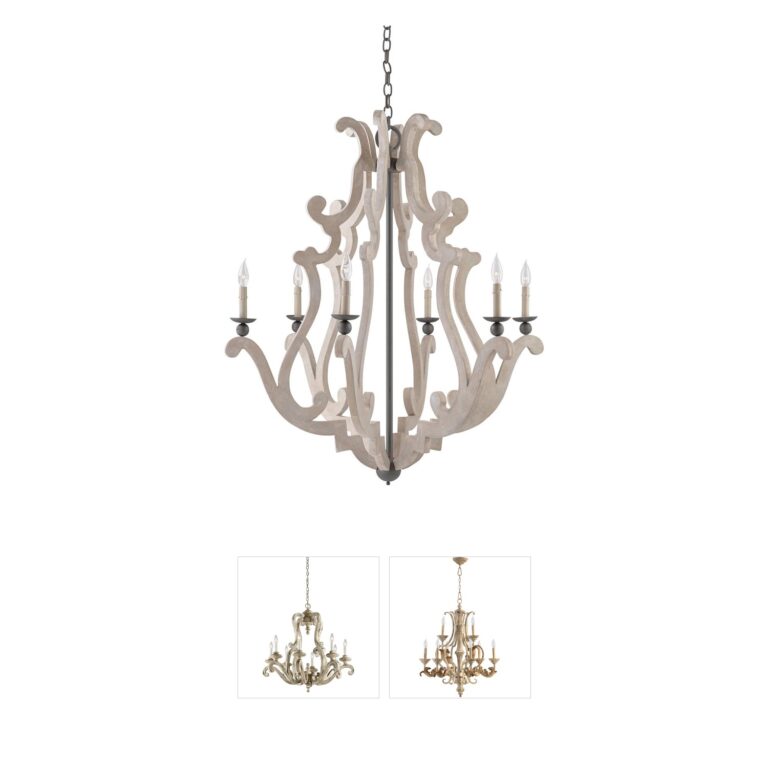 Currey & Company Durand Portland Concrete and Wrought Iron Chandelier