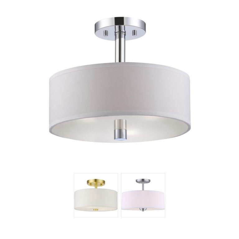Designers Fountain Cordova Chrome and White Fabric 3-Light Semi-Flush Mount