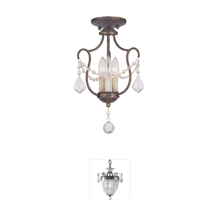 Livex Lighting Chesterfield 3-Light Crystal Convertible Mini Pendant