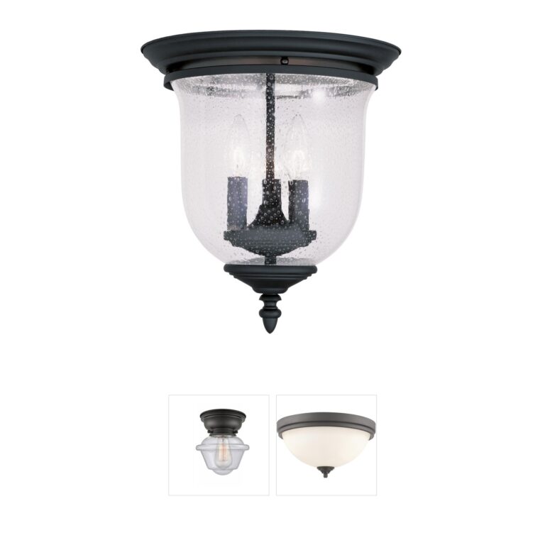 Livex Lighting Legacy Collection Black Steel Flush Mount