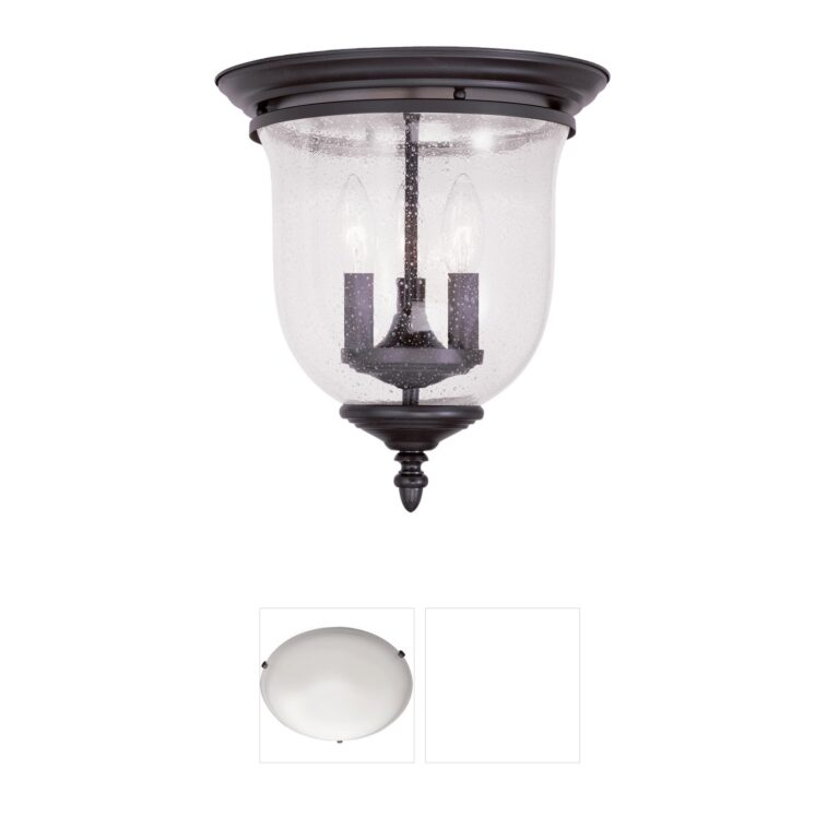 Livex Lighting Legacy Bronze Flush Mount with Seeded Glass
