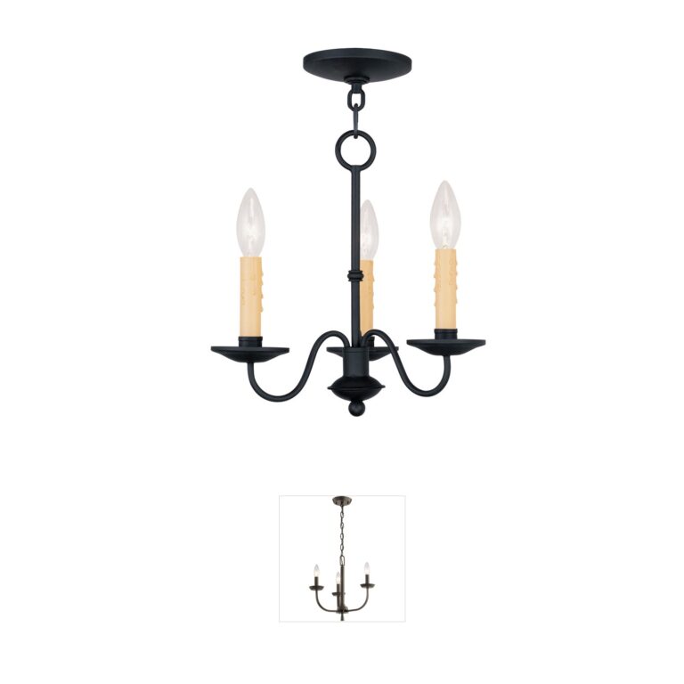 Livex Lighting Heritage Collection Black Steel Mini Chandelier