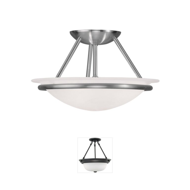 Livex Lighting Newburgh Brushed Nickel Semi-Flush Mount with Swirl Glass