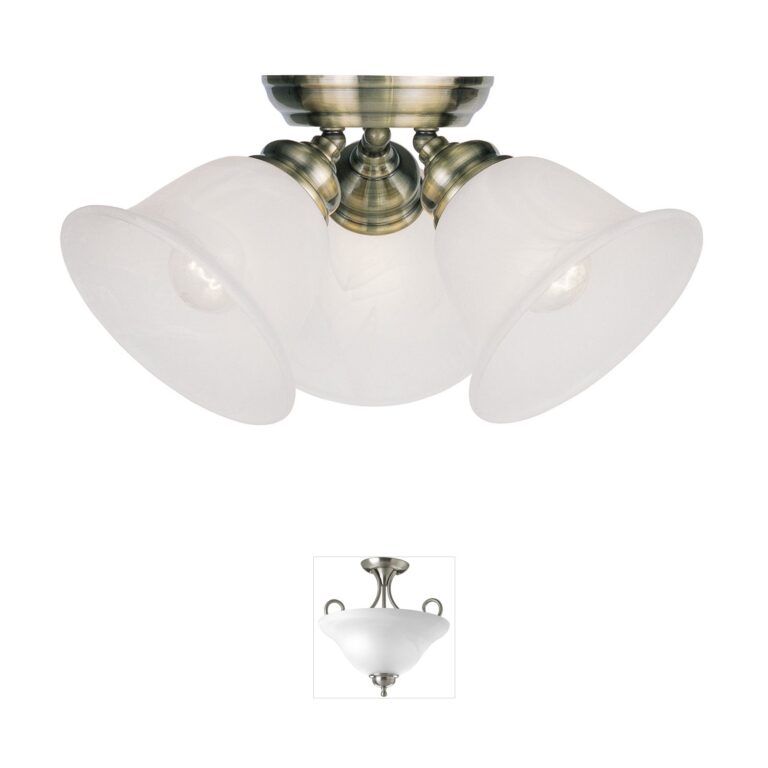 Livex Lighting Essex Collection Antique Brass Semi-Flush Mount