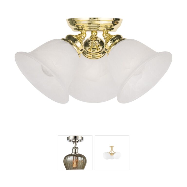 Livex Lighting Essex Collection Polished Brass Semi-Flush Mount