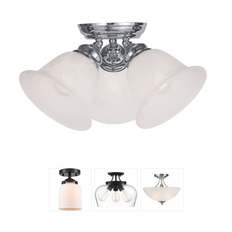 Livex Lighting Essex 3-Light Polished Chrome Semi-Flush Mount with White Alabaster Glass
