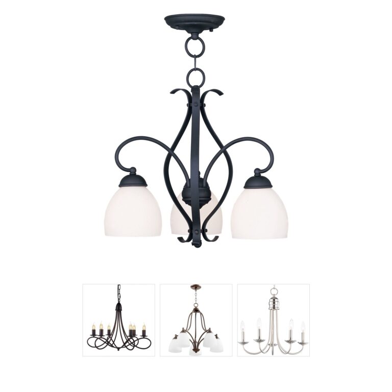 Livex Lighting Brookside 20" Black Pendant with Opal Glass