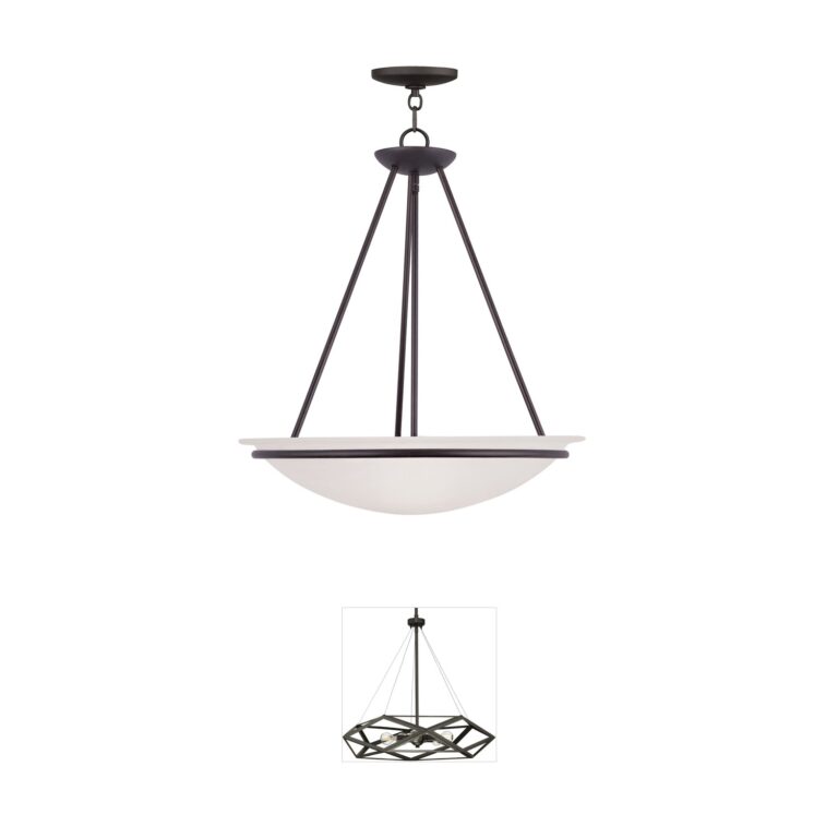 Livex Lighting Newburgh 3-Light Bronze Pendant with White Alabaster Glass