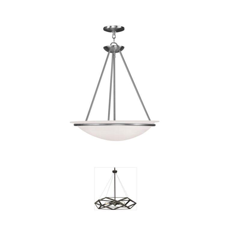 Livex Lighting Newburgh Collection Brushed Nickel Pendant with White Alabaster Glass