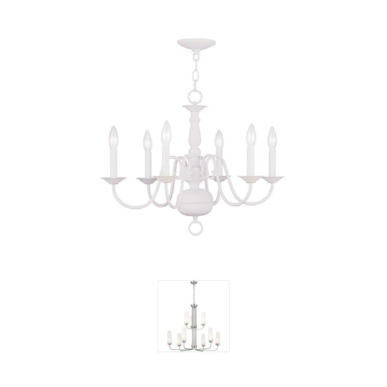 Livex Lighting Williamsburgh 6-Light White Steel Chandelier