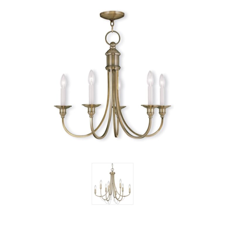 Livex Lighting Cranford Antique Brass Steel Chandelier