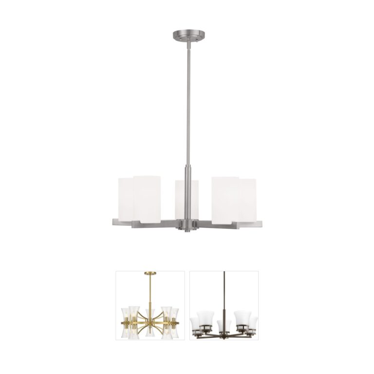 Livex Lighting Astoria Brushed Nickel & Opal Glass Chandelier
