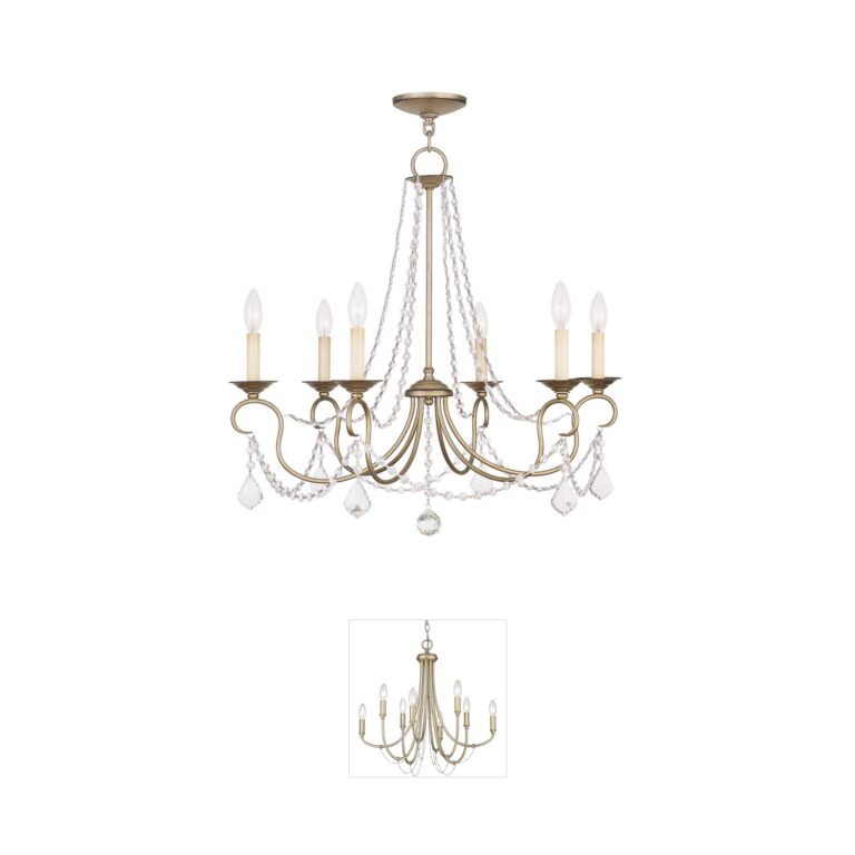 Livex Lighting Pennington 6-Light Crystal Chandelier in Antique Silver Leaf