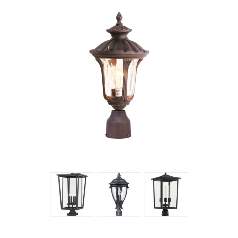 Livex Lighting Oxford Collection Imperial Bronze Post Light with Hand Blown Glass