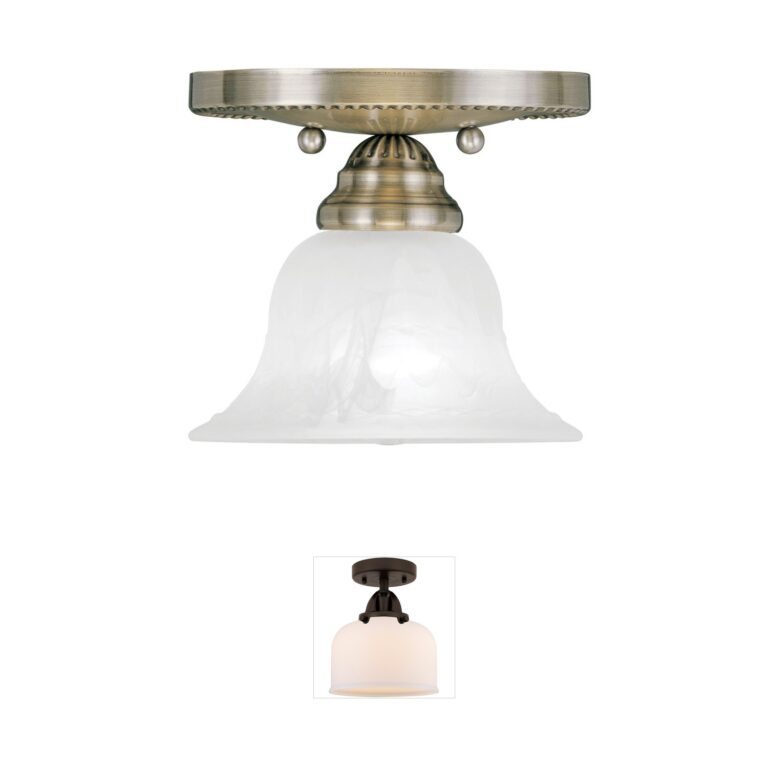 Livex Lighting Edgemont Antique Brass Steel Semi-Flush Mount
