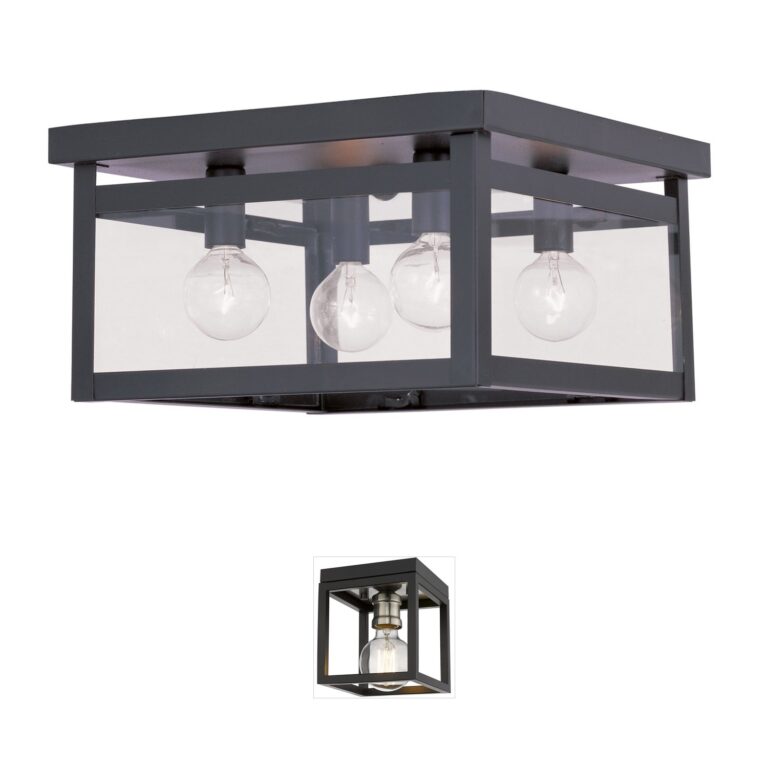 Livex Lighting Milford Collection Bronze Steel Flush Mount