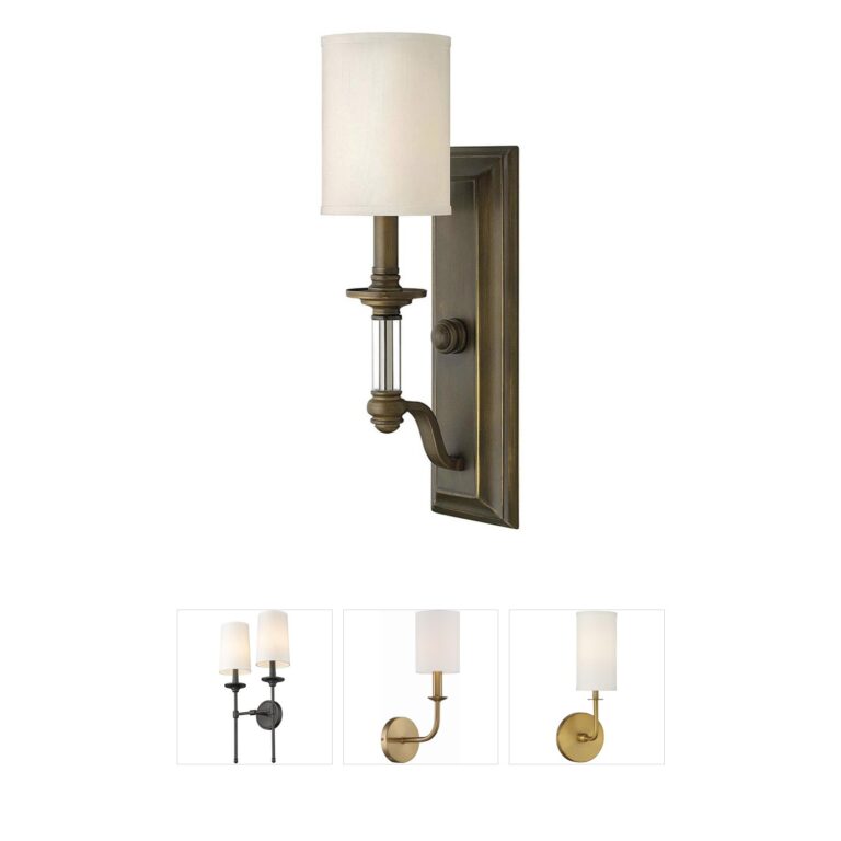 Hinkley Sussex English Bronze Wall Sconce with Fabric Shade