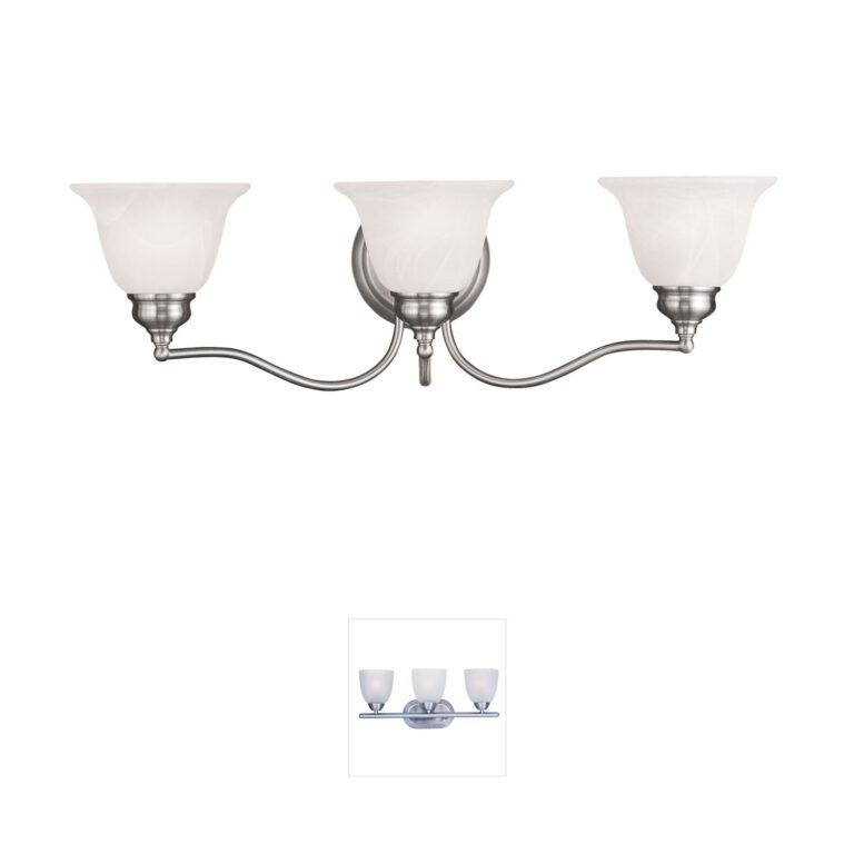 Livex Lighting Essex 3-Light Brushed Nickel Vanity with White Alabaster Glass