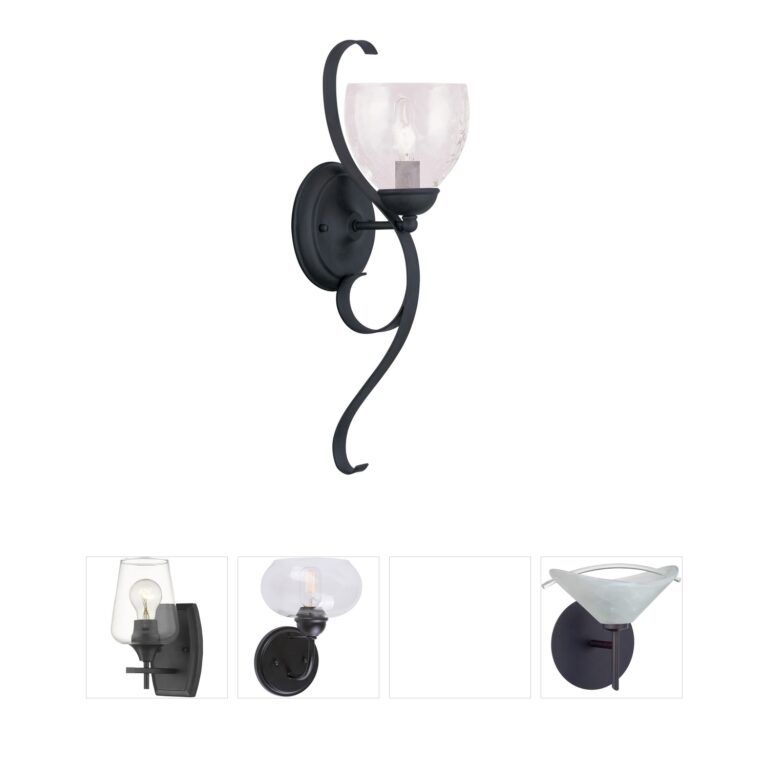 Livex Lighting Brookside Collection Black Wall Sconce with Hand Blown Glass