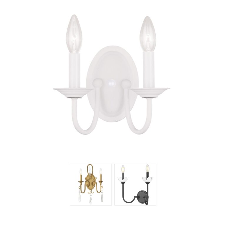 Livex Lighting Home Basics 2-Light White Steel Wall Sconce