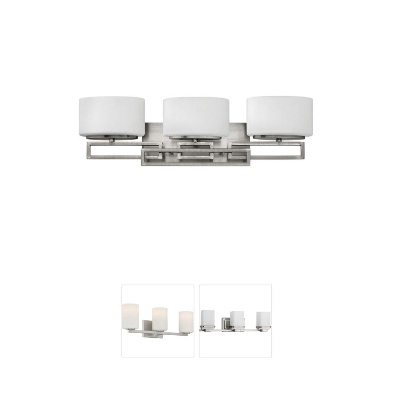 Hinkley Lanza 25 Inch 3-Light Antique Nickel Vanity with Etched Opal Glass