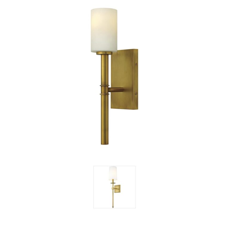 Hinkley Margeaux Etched Opal Vintage Brass Wall Sconce