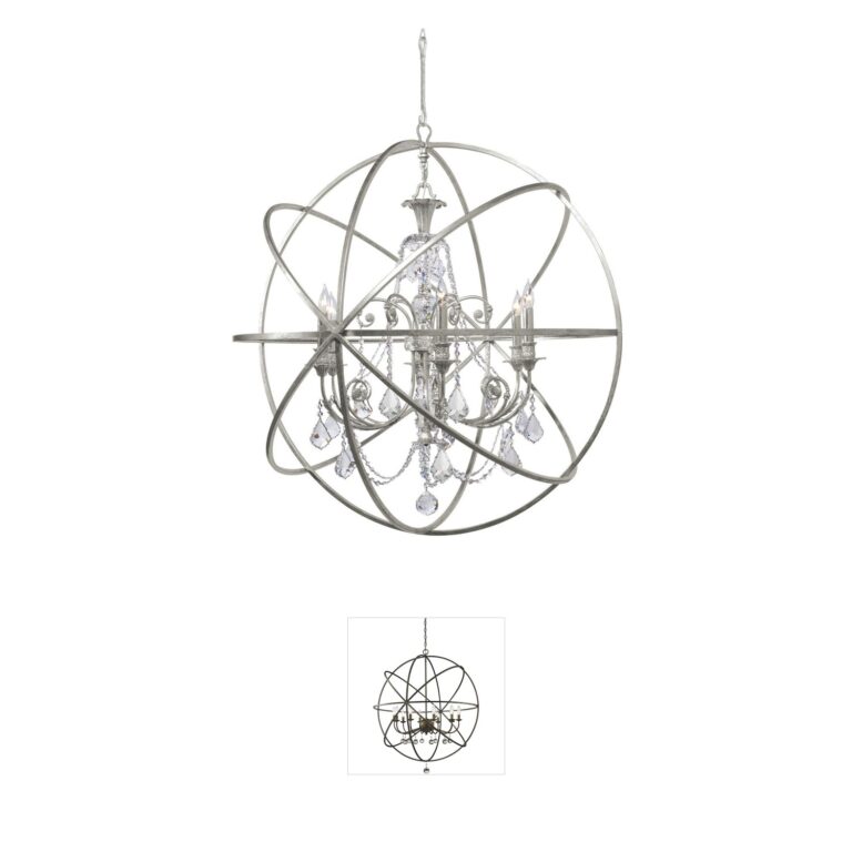 Crystorama Solaris 40-Inch Olde Silver Sphere Chandelier with Hand Cut Crystal