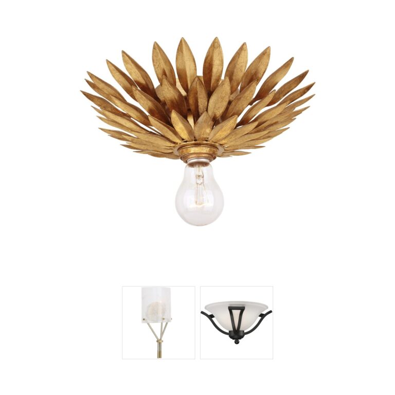Crystorama Broche 11-Inch Antique Gold Hand-Painted Leaf Dual Mount Light