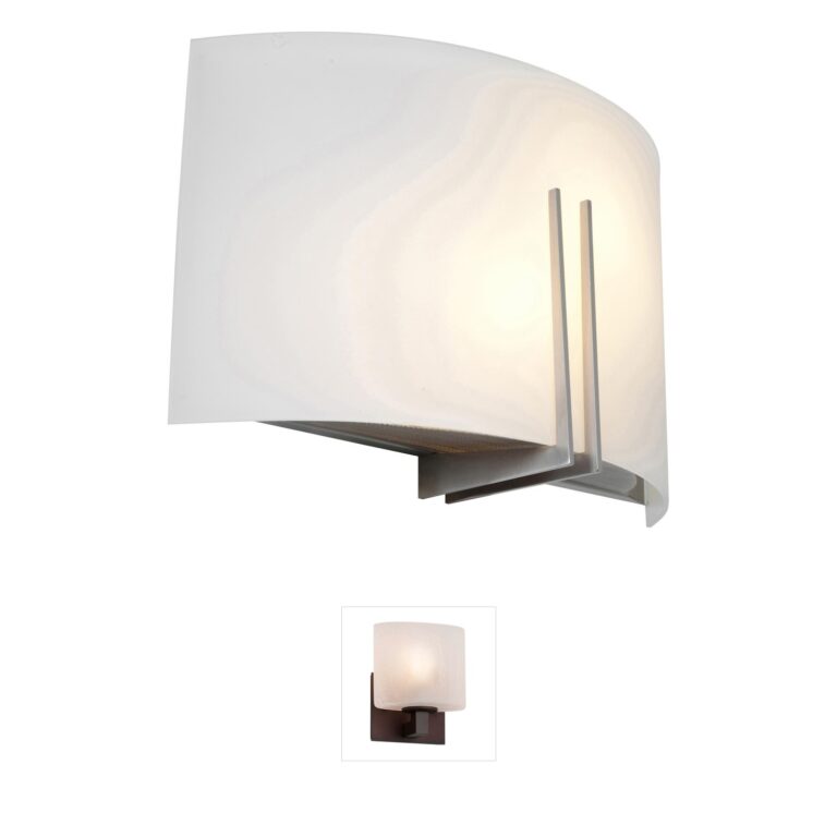Access Lighting Prong Brushed Steel & White Glass Wall Sconce
