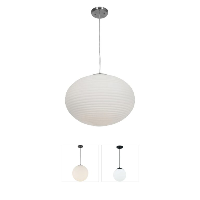 Access Lighting Callisto Brushed Steel & Opal Glass Pendant